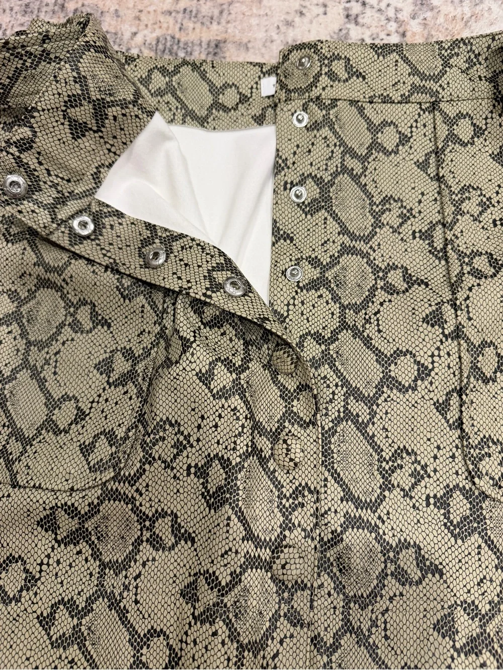 Topshop Beige Snake Print Tie-Waist Mini Skirt